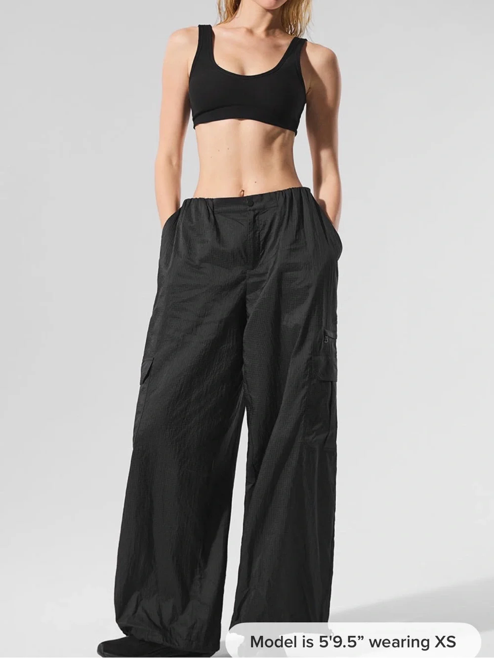 ALO sheer game time Yoga Black Wide-Leg Cargo Pants